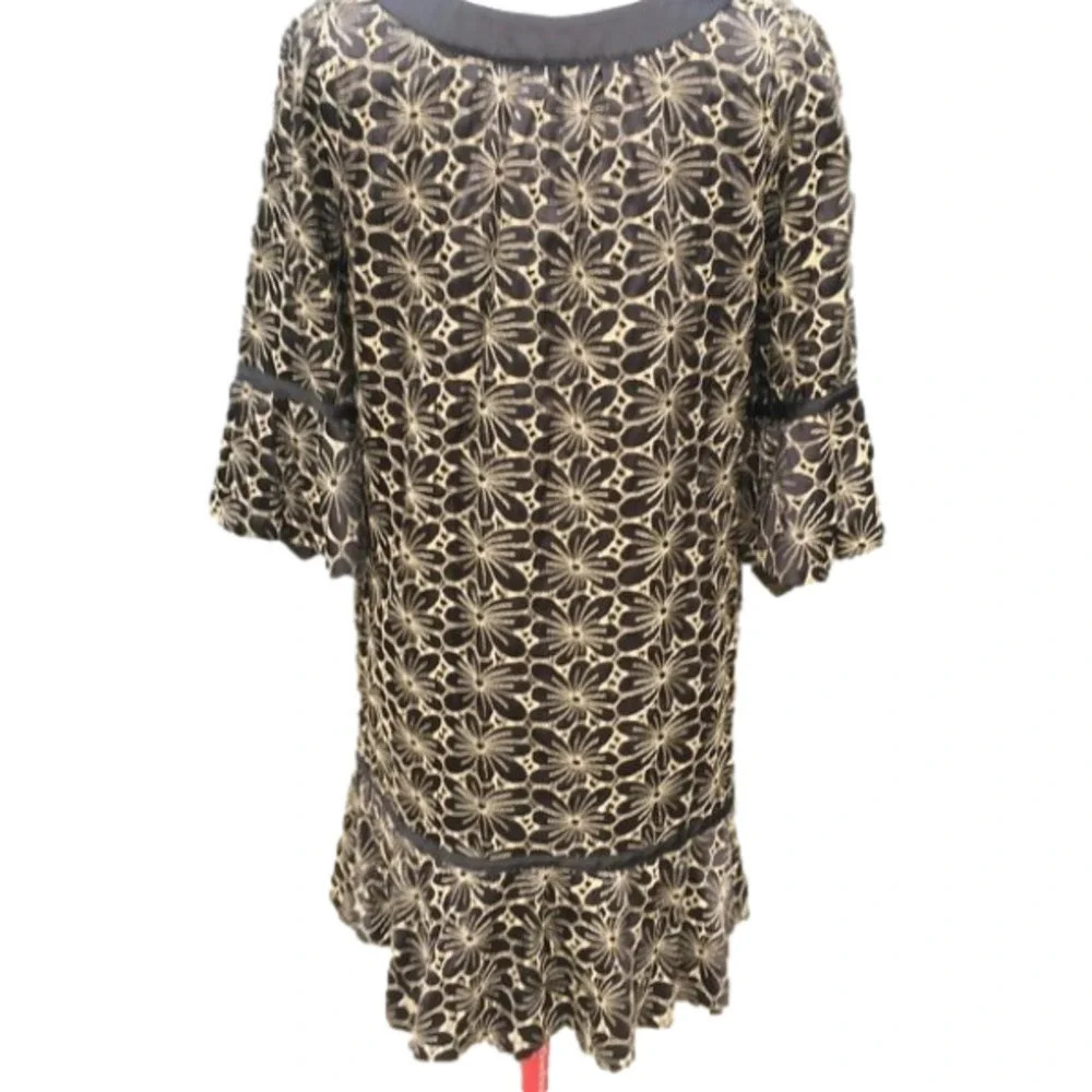 Betsey Johnson Dress, Size 10, Dark Navy/Black, Embroidered Floral Pattern‎ - Picture 8 of 10